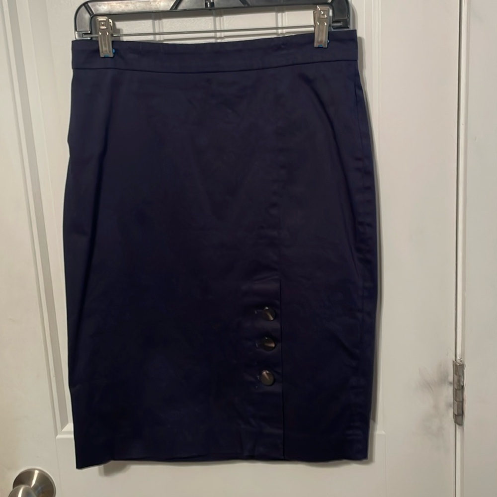 Ann Taylor Cotton Blend Navy Skirt Size 2